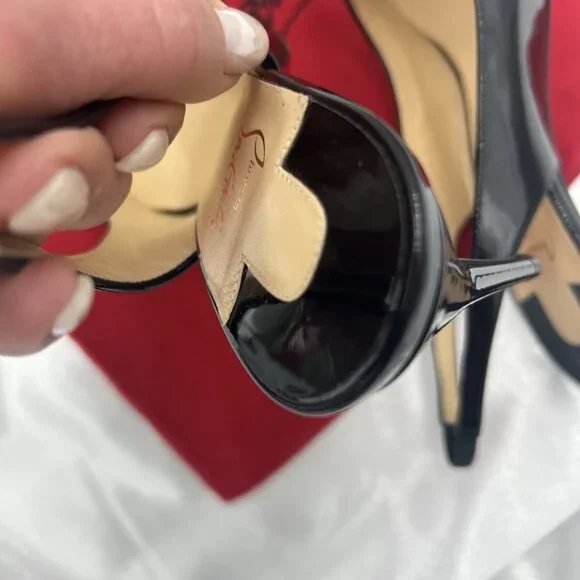 Christian Louboutin Kate Sling Back Patent Calfskin 85mm Red Sole Pumps - Picture 13 of 16